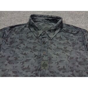 Pins & Aces Golf Polo Shirt Mens M Gray Camo Performance Cool Stretch